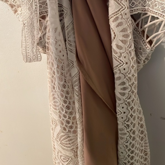 Guess Gianna White Lace Overlay Maxi Dress Cut Out Sleeveless Slit Wedding Small - Picture 9 of 13